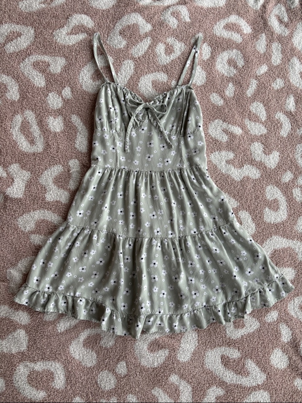 Hollister Sage Floral Y2K Mini Sundress